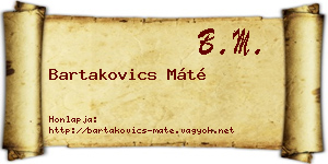 Bartakovics Máté névjegykártya